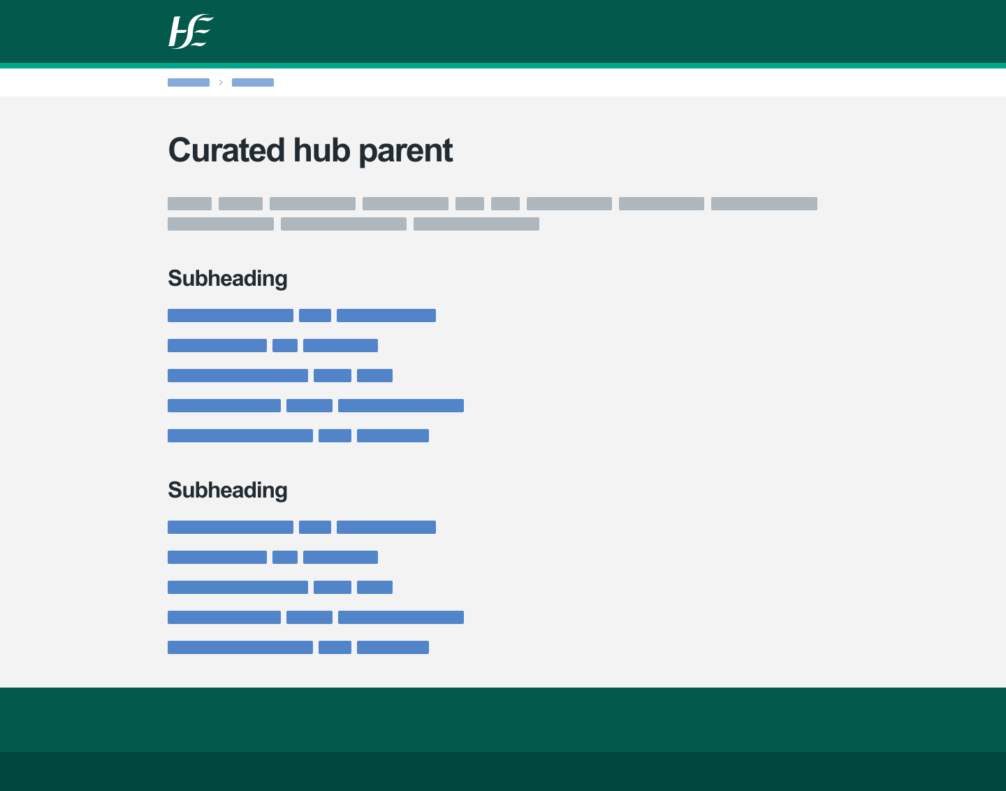 Example of page using sub-headings